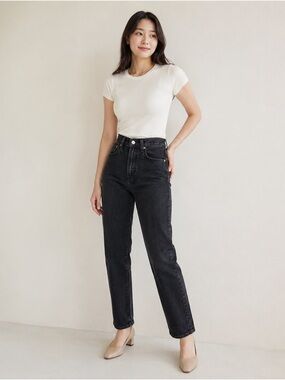 Aritzia Denim Forum The Nina Super High Cigarette Jeans washed charcoal-black 23